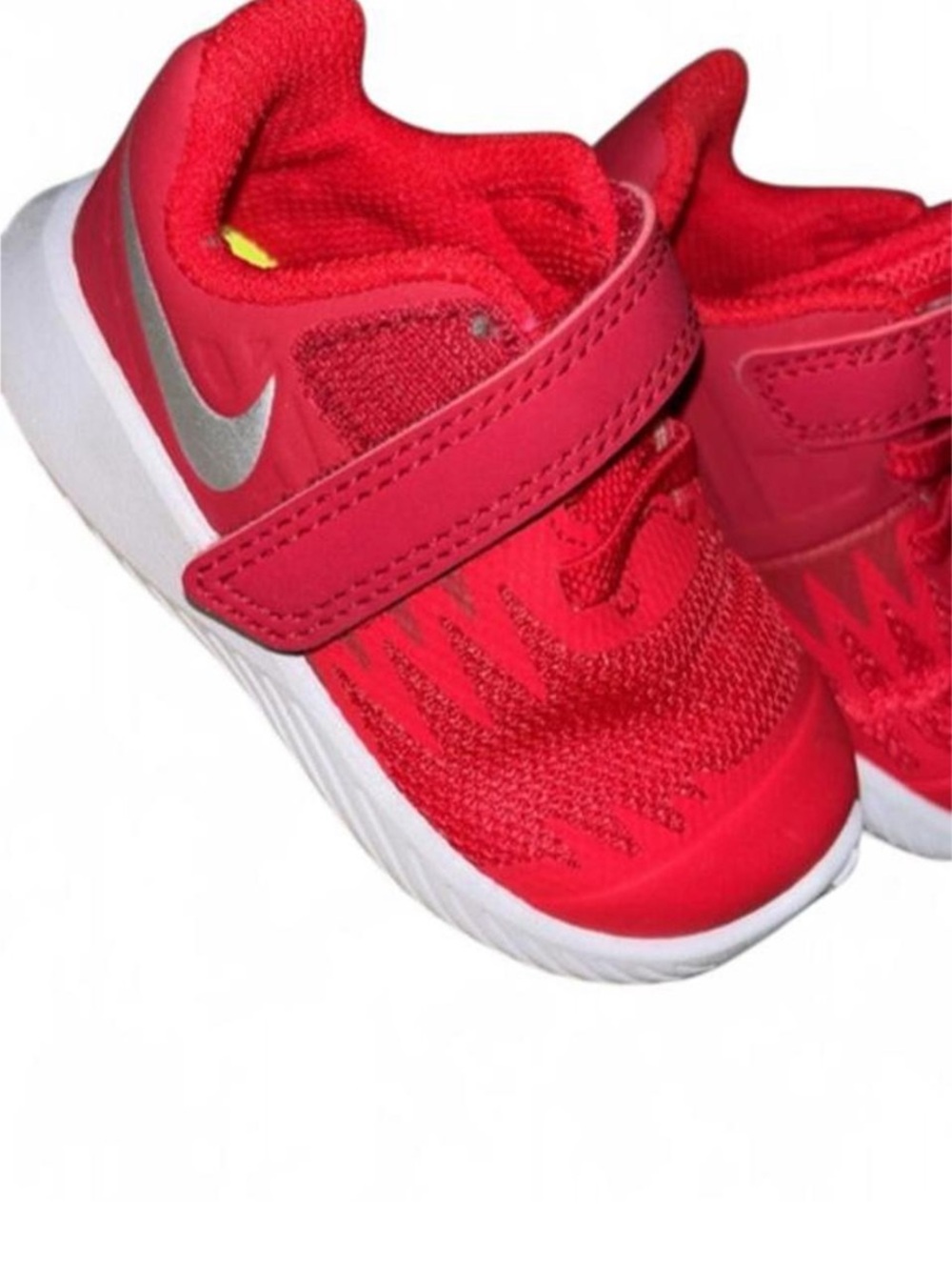 Nike Kids Red and Silver Velcro Athletic Sneakers
